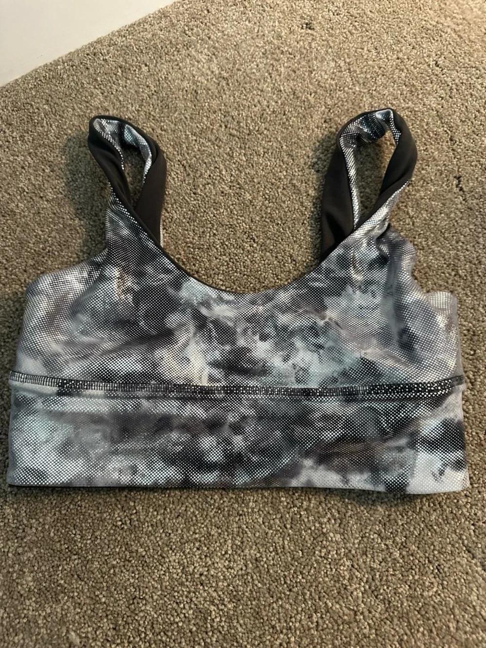 lululemon athletica Marble Print Sports Bra in Black & White